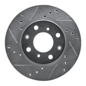 Honda Del Sol Brake Rotor (1) - Front Left - R1 Concepts - Drilled & Slotted - Silver - `90-`00